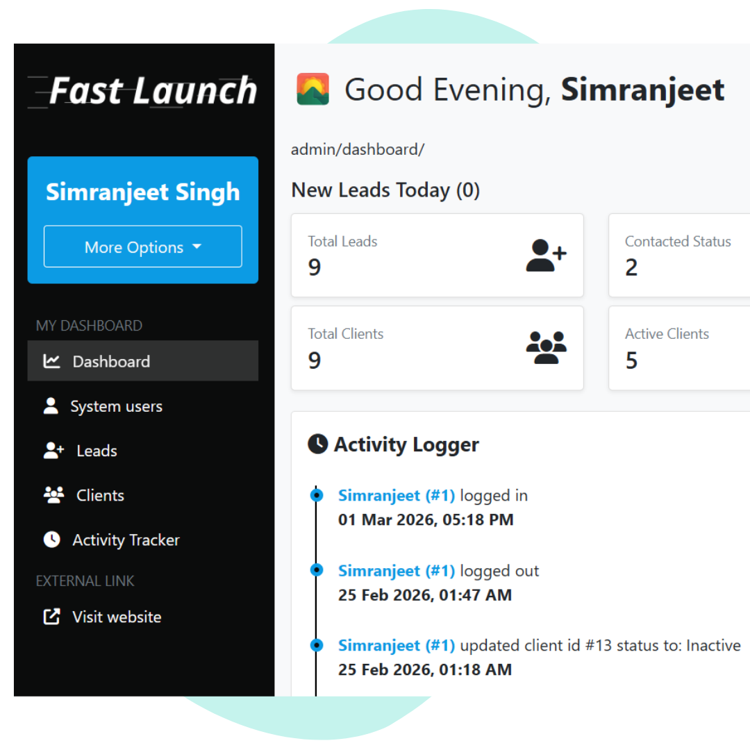 FastLaunch dashboard preview